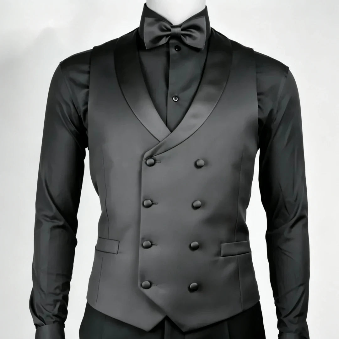 Men's Double Breasted Formal Vest – Classic Gray Waistcoat for Weddings & Business
