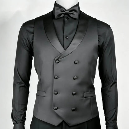 Men's Double Breasted Formal Vest – Classic Gray Waistcoat for Weddings & Business