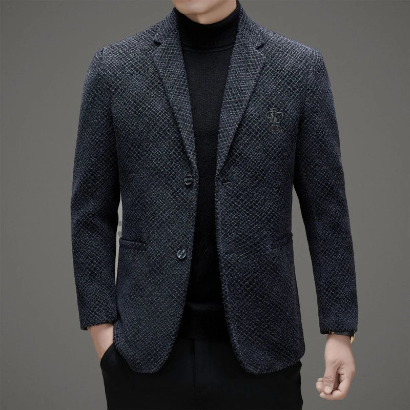 Men's Autumn Winter Thickened Business Casual Blazer Jacket Middle Aged Warm Outerwear