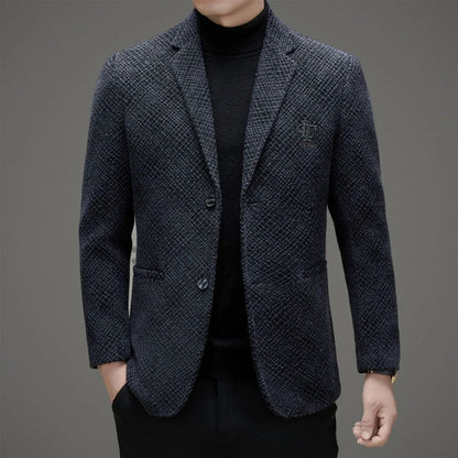 Men's Autumn Winter Thickened Business Casual Blazer Jacket Middle Aged Warm Outerwear