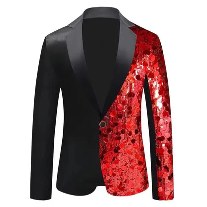 Men's Personality Shiny Sequins Suit Jackets Male Bar Nightclub Singer Tour Concert Stage Shiny Blazers Tuxedo Party Costume