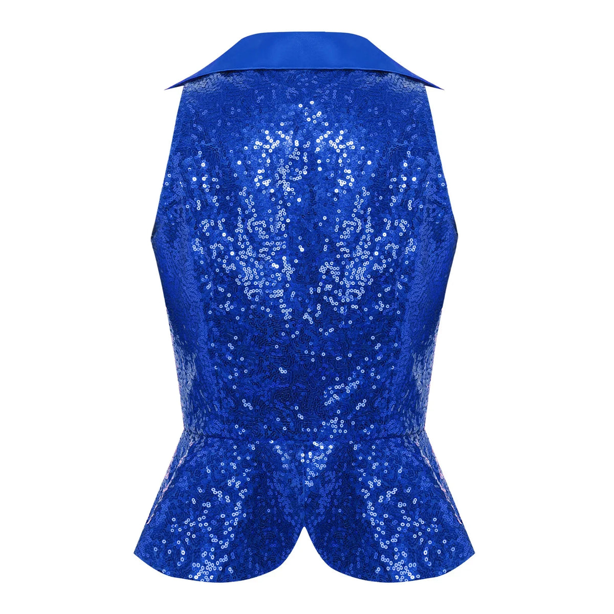 Women Shiny Sequin Vest Lapel Sleeveless Glitter Suits Waistcoat Top Rave Music Festival Jazz Dance Party Banquet Night Clubwear