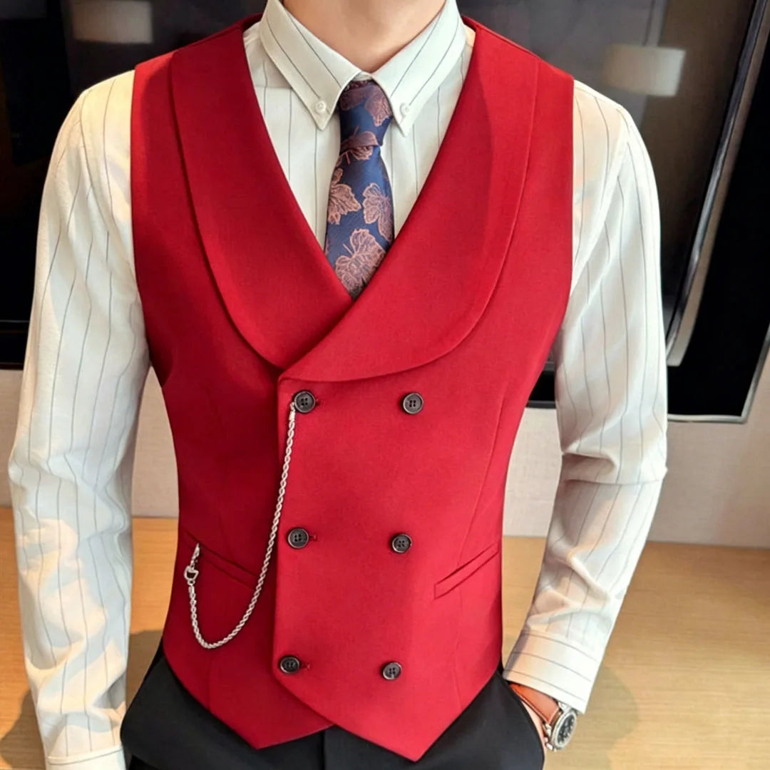 Men's Double Breasted Vest – Formal Lapel Waistcoat for Weddings & Events