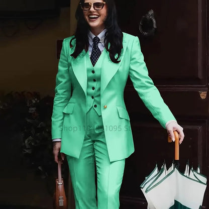 Fashion Single Breasted Women's Suits Blazer Luxury Regular Length 3 Piece Jacket Vest Pants Outfit Formal Lady Clothing Costume