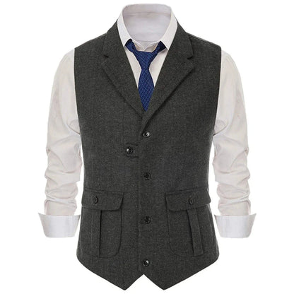 Men's Formal Vest Single Breasted Lapel Waistcoat for Weddings & Business – Multi-Color