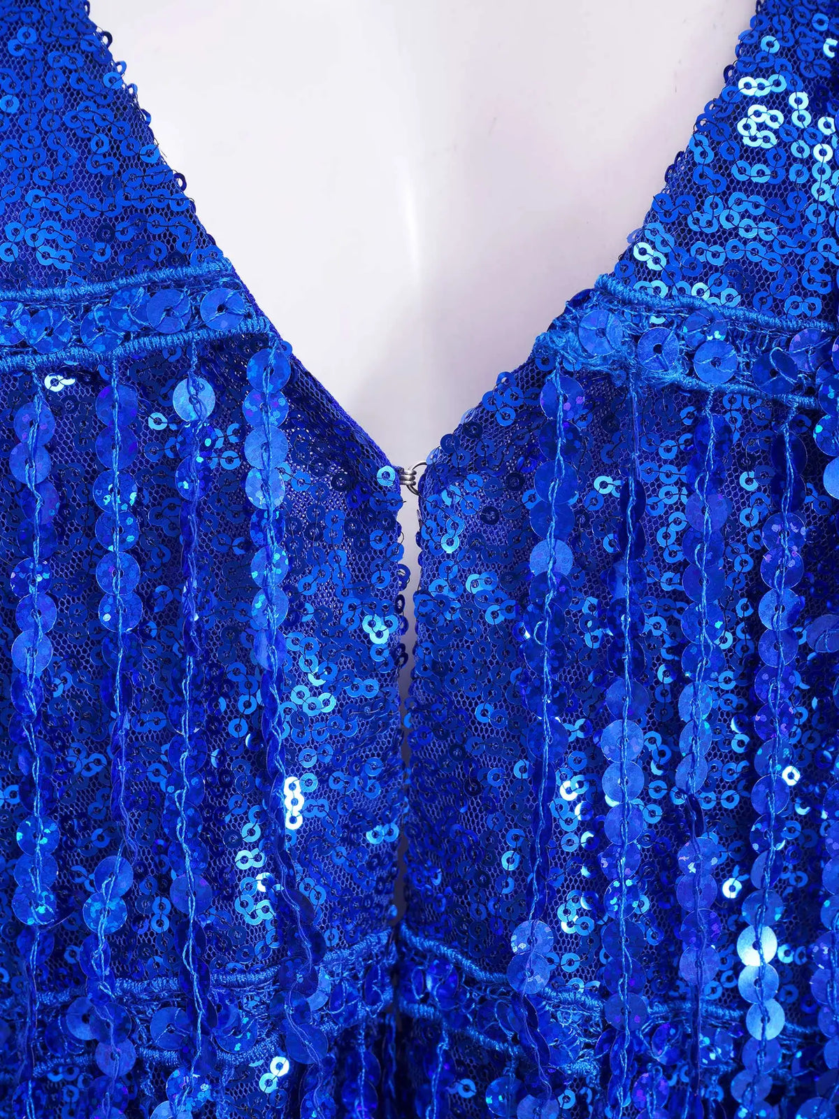 Women's Vest Glitter Tassel Sleeveless Waistcoat V Neck Open Front Shiny Sequins Vests for Jazz Dancing Music Festival Clubwear