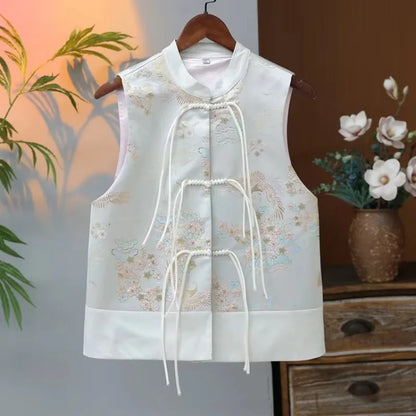 Fashion Spring Vest Women Temperament Button Jacquard Fashion Loose Sleeveless All-match Causal Waistcoat 2025 New Female Jacket