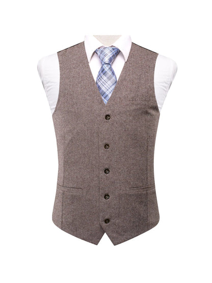Men's Satin Vest – Classic Brown Slim Fit for Wedding & Business