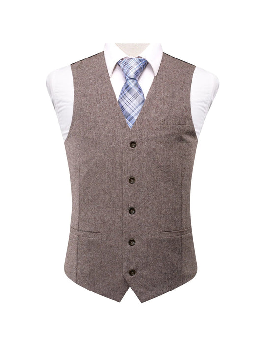 Men's Satin Vest – Classic Brown Slim Fit for Wedding & Business