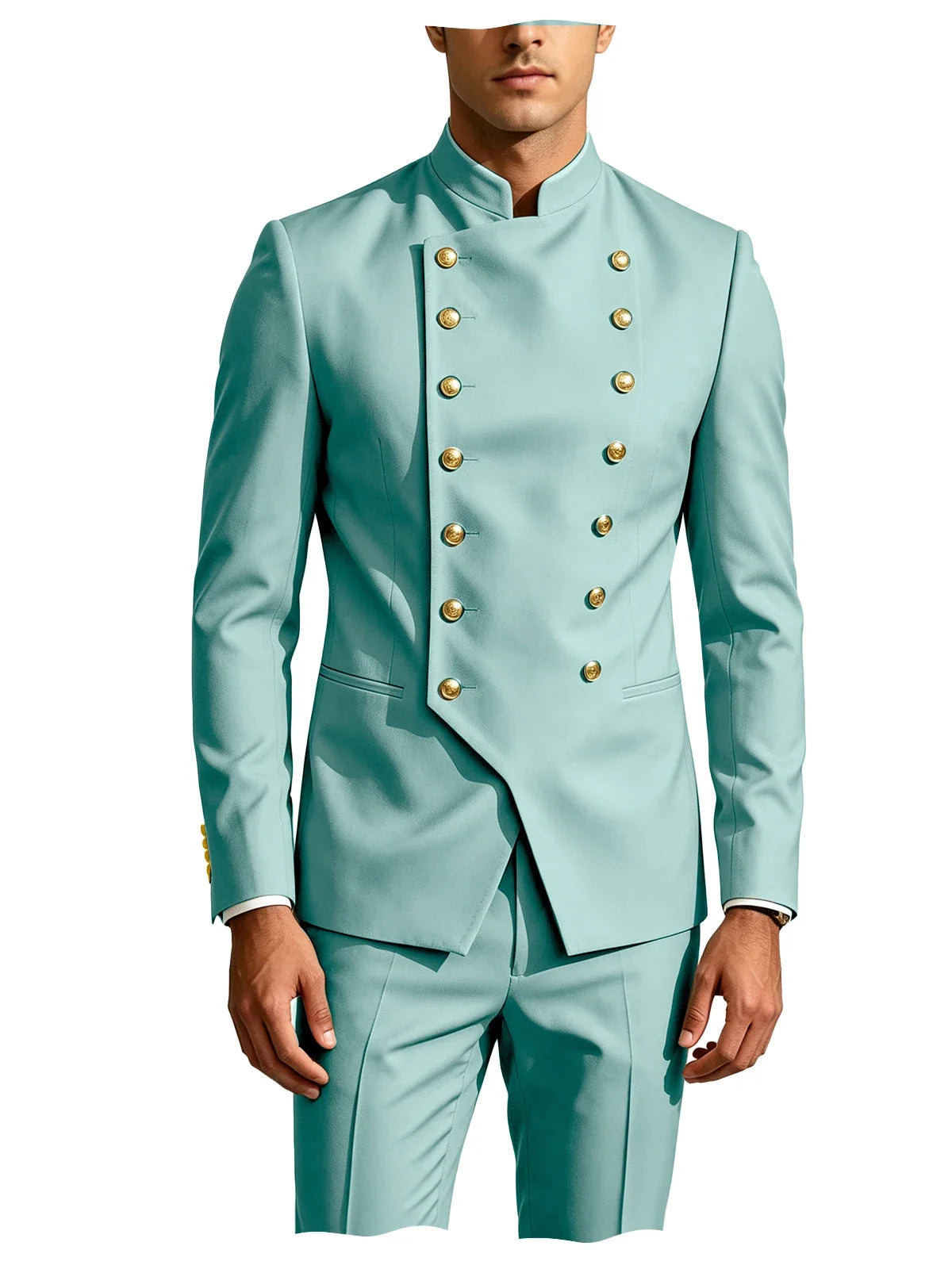 Men's Suit 2-Piece Double Breasted Slim Fit Blazer Pants Set for Wedding