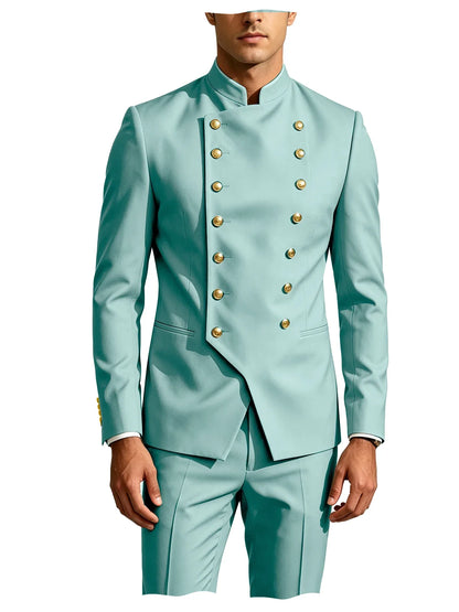 Men's Suit 2-Piece Double Breasted Slim Fit Blazer Pants Set for Wedding