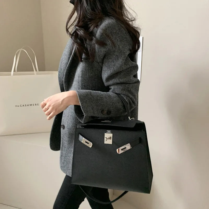Women's Slim Fit Blazer Autumn Mid-Length Lapel Coat Contrast Cuff Detail Elegant Office & Commute Outerwear
