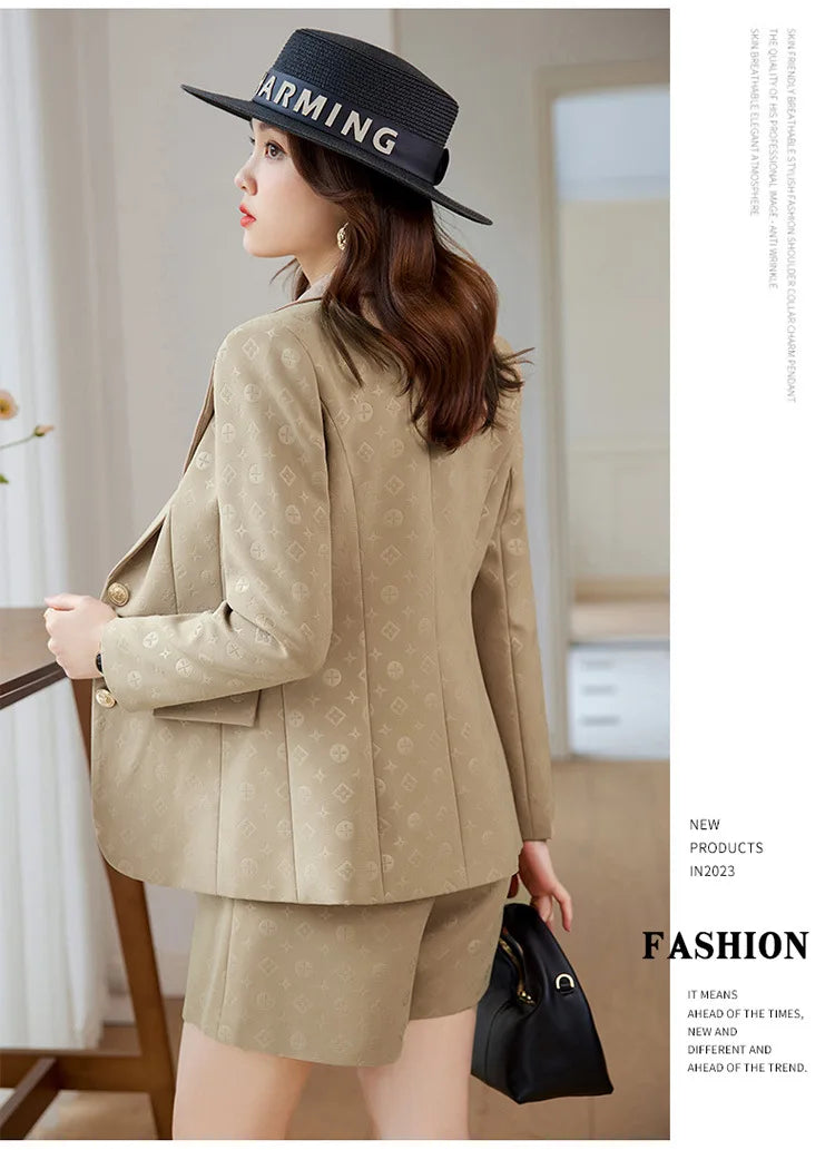 Fashion Temperament Professional Suits Women 2024 Spring Summer New Formal Long Sleeve Blazer And Pants&Shorts Sets Work Wear