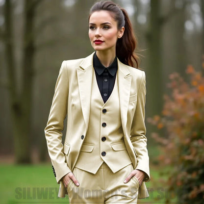 Women 3 Piece Suit Set Blazer Vest Pants Slim Fit Office Business Party Formal Attire Customizable Size for Ladies