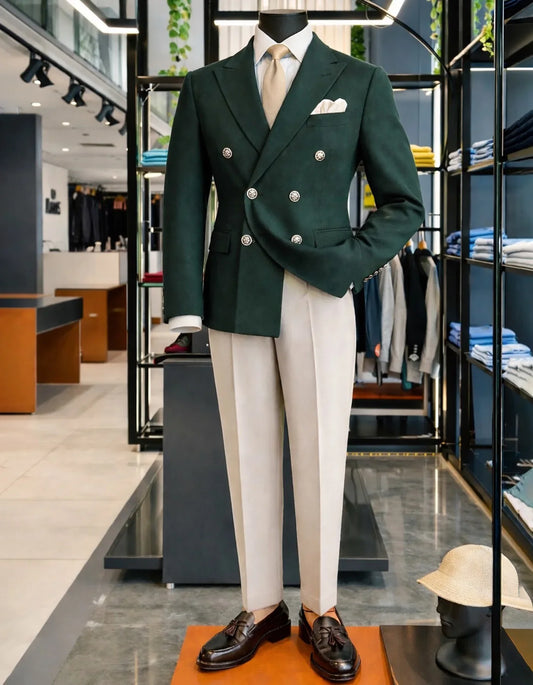 Customized Formal Men's Suits for Business Jacket Fashion Wedding Groom Double Breasted 2 Piece Sets Peak Lapel Blazers