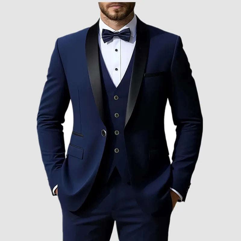 Ensemble de costume habillé pour homme, coupe ajustée, décontracté pour affaires, smoking de mariage, manches longues, revers crantés, marié