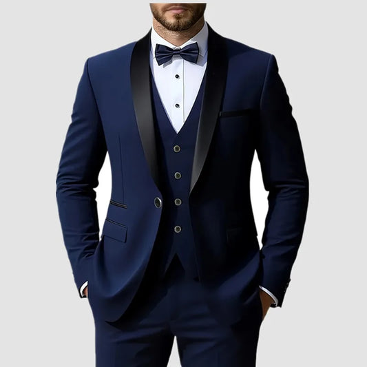 Ensemble de costume habillé pour homme, coupe ajustée, décontracté pour affaires, smoking de mariage, manches longues, revers crantés, marié