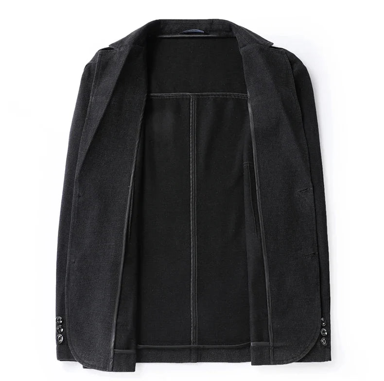 Men's Plus Size Denim Blazer – Smart Casual Single-Breasted Jacket for Big & Tall Men in Black & Blue