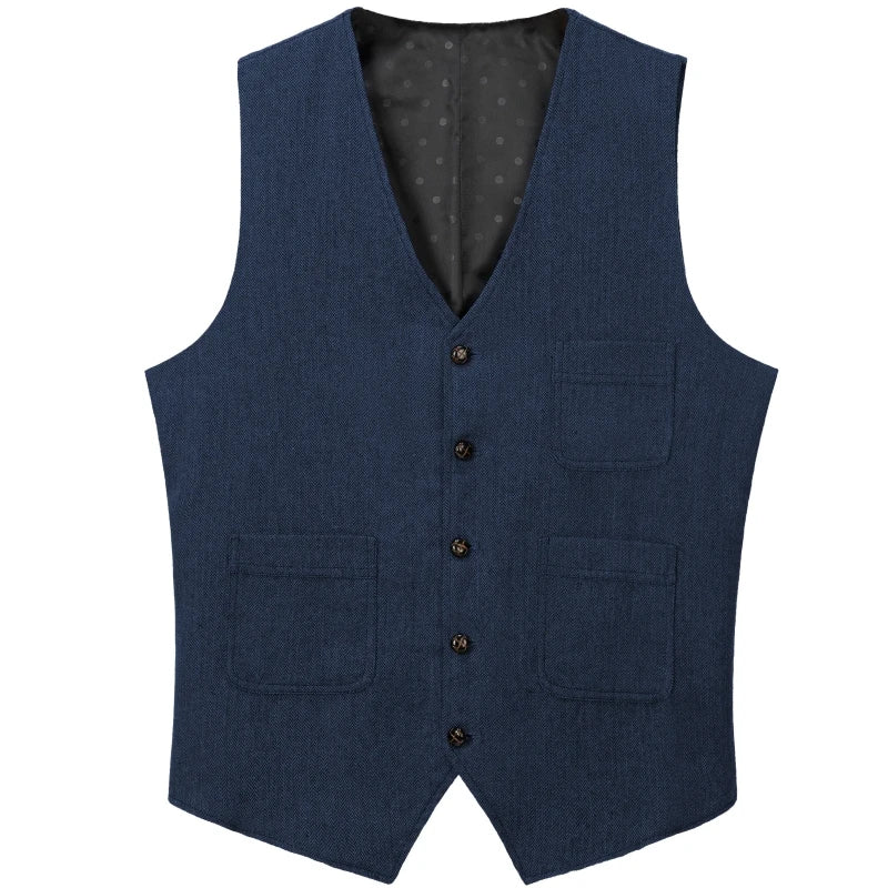 Men's Vest Herringbone Single Button Waistcoat for Wedding Business Casual