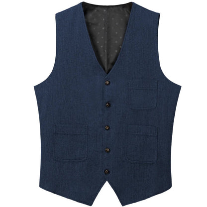 Men's Vest Herringbone Single Button Waistcoat for Wedding Business Casual