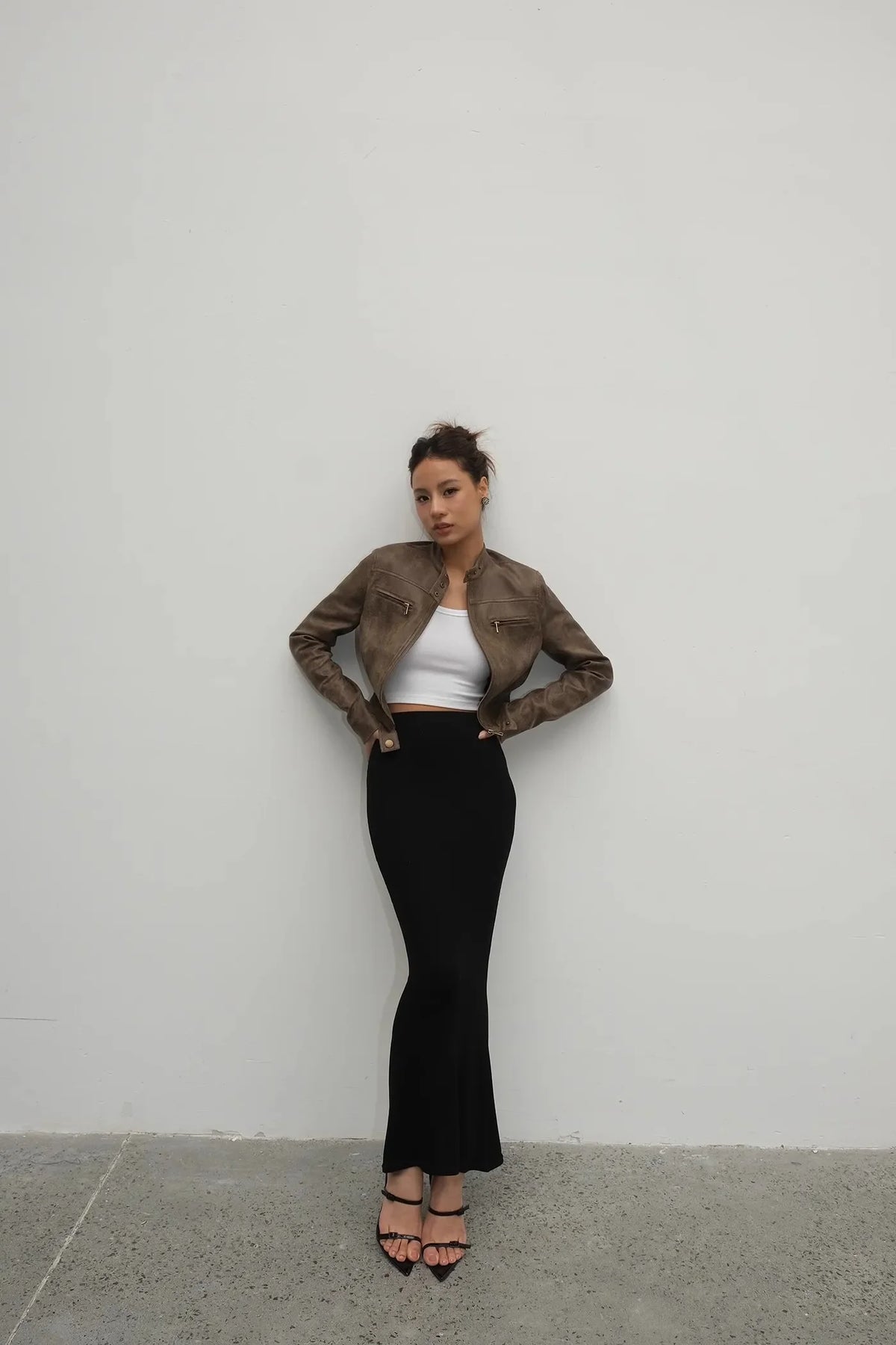 Women's Brown Leather Coat Vintage Y2k Gyaru Fashion Moto Outfit Stand Collar PU Cropped Jacket Top for Women Autumn Winter 2026