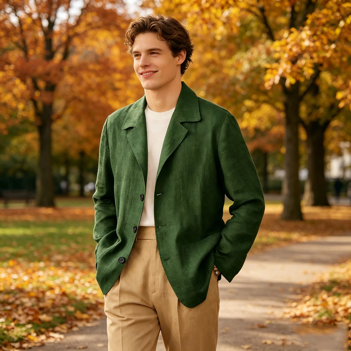 Blazer Men Linen Cotton Single Breasted Classic Fit Lightweight Summer Sport Coat for Beach and Casual Wear