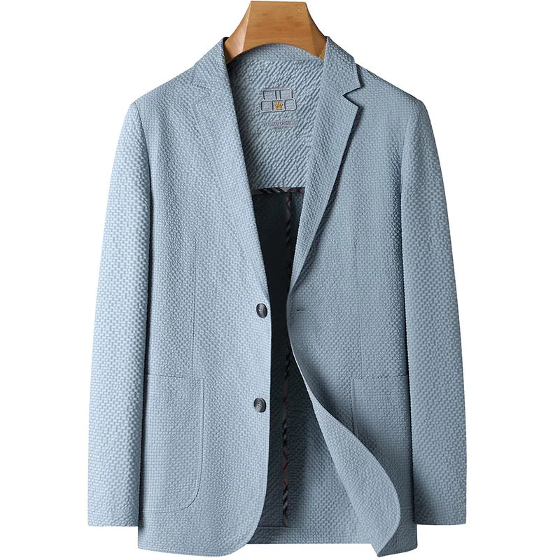 2026 Sun Protection Lightweight Blazer - Fashionable Business Outdoor Travel Wedding Casual Korean Men's Bubble Weave Blazer