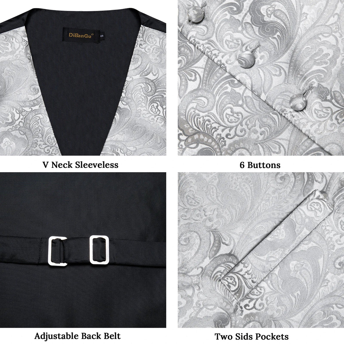 Men's Suit Vest Bow Tie Set – Formal Waistcoat with Necktie and Pocket Square for Weddings