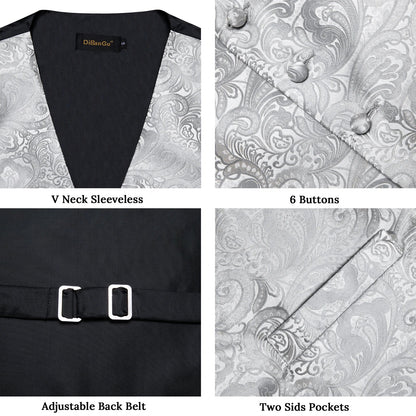 Men's Suit Vest Bow Tie Set – Formal Waistcoat with Necktie and Pocket Square for Weddings