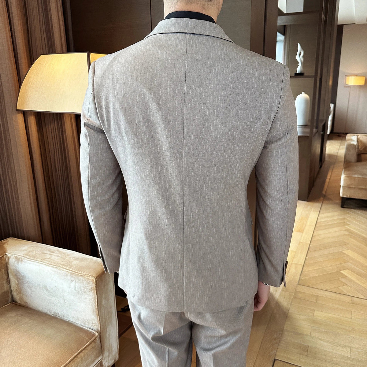 Men's Double Breasted Three Piece Wedding Suit – Slim Fit Smart Casual