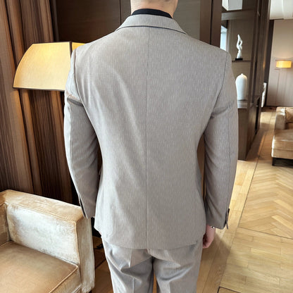 Men's Double Breasted Three Piece Wedding Suit – Slim Fit Smart Casual