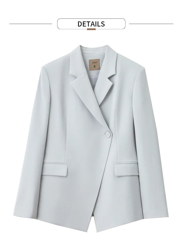 Minimalism 2024 Autumn New Blazers Women Notched Basic Quality Fashion Long Professional Jacket Women's Clothing 12443051