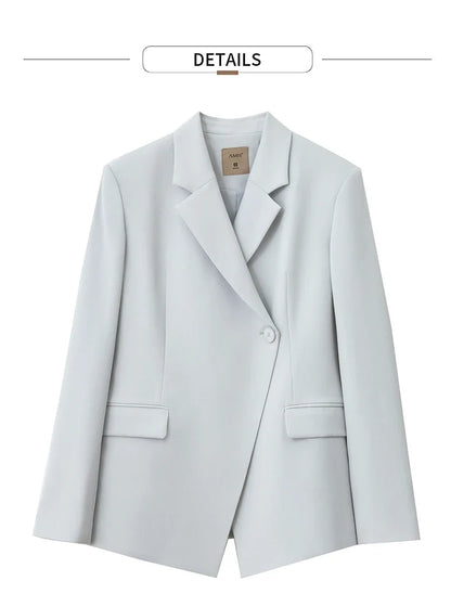 Minimalism 2024 Autumn New Blazers Women Notched Basic Quality Fashion Long Professional Jacket Women's Clothing 12443051
