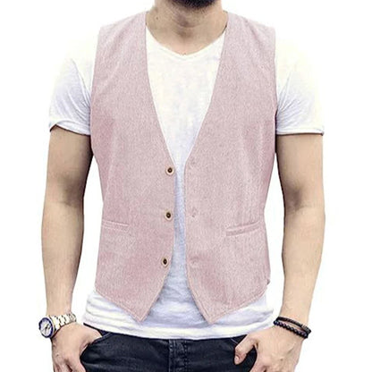 Men's Linen Vest – Slim Fit Smart Casual Waistcoat for All Seasons