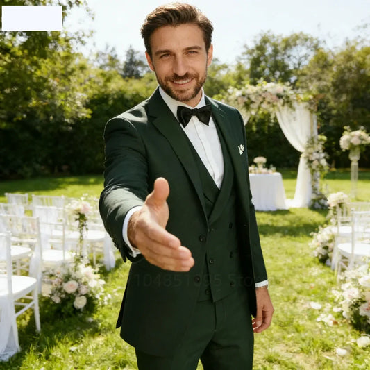 Men's 3-Piece Slim Fit Suit – Notched Lapel Single Breasted for Wedding & Business