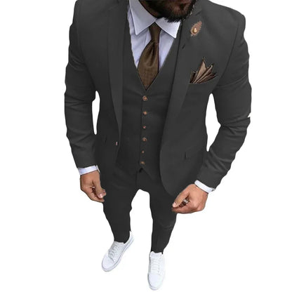 High Quality khaki Men's wedding Suits Smart Cusual 3 Piece Custom Slim Fit Male Blazer Wedding Groom Tuxedos Costume Homme