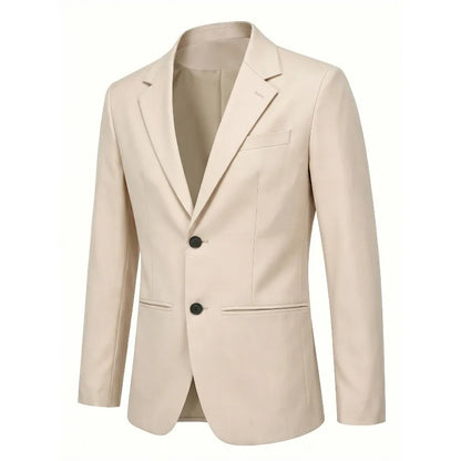 Man Blazer Korean Slim Simple Solid Color Turn Down Collar Male Suit Outerwear Business Casual Long Sleeeve Men Coat