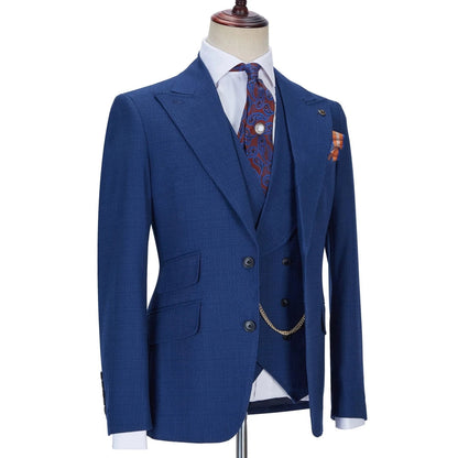 Men Suit Black 3 Pieces With Lapel Solid Color Business Casual For Wedding Groom Formal Work Tuxedo Jacket Vest With Pants