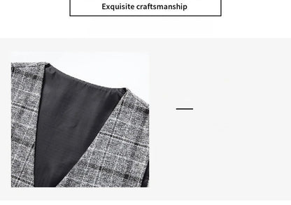Men's Slim Fit Single Breasted Suit Vest – Plaid Waistcoat for Weddings & Banquets