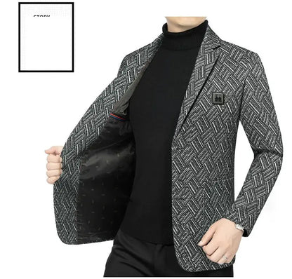 Blazer Men's Fashionable Business Banquet Dance Singer Striped Fitted Casual Trendy Wedding Banquet Dress Performance Blazer