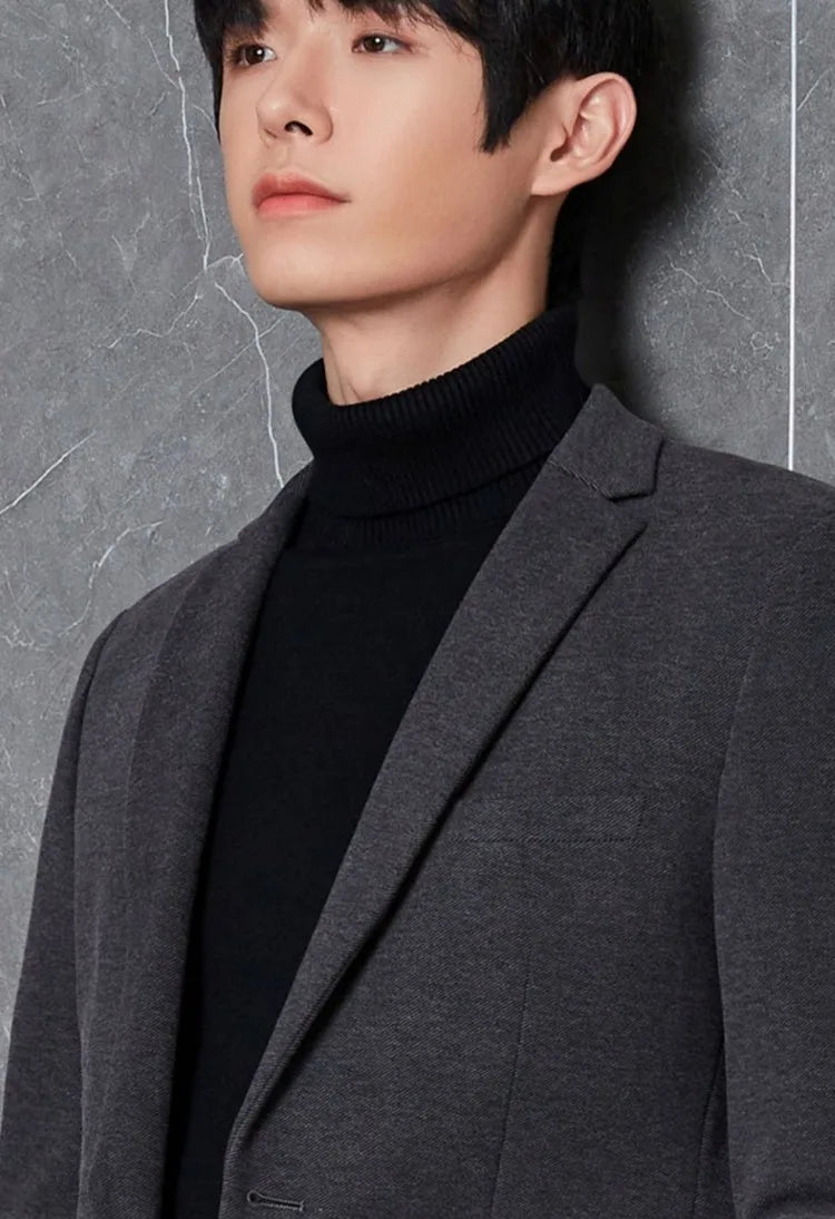 Men's Premium Wool Blend Blazer Coat Autumn Winter Thickened Korean Style Casual Business Smart Casual Elegant Outerwear