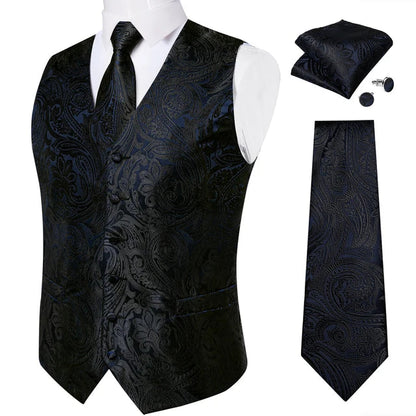 Men's Suit Vest and Tie Set – Single Breasted Waistcoat with Necktie and Pocket Square for Weddings and Business Events