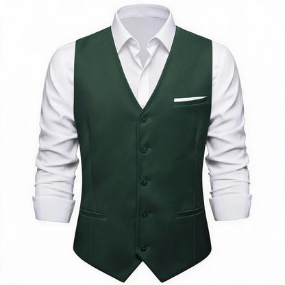 Men's Double Breasted Suit Vest with Tie Set – Slim Formal Waistcoat for Weddings & Daily Wear