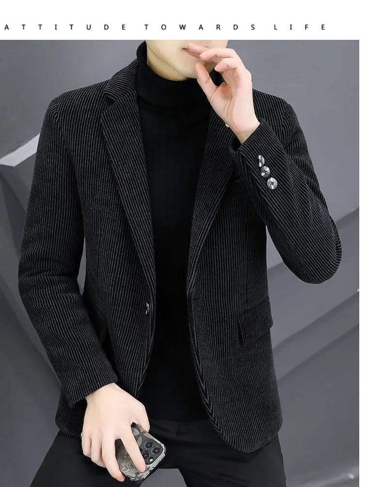 Blazer Autumn and Winter Men Fashionable Outdoor Wedding Slimming Business Casual Korean Version Golden Mink Velvet Girl Blazer