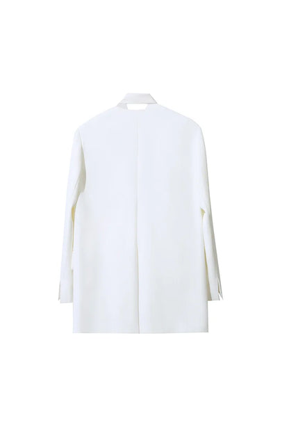 Women's Jacket 2026 Autumn New Elegant Commuter Beaded Flower Chiffon Streamer Tie Blazers Solid Loose V-Neck Top 12641078