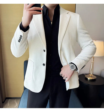 Autumn Winter New Chenille Velvet Suit Jacket Men's Casual Business Fashion Formal Party Coats  Tailcoat Men's Clothing 4XL-M