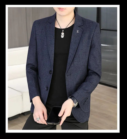 Blazer Men's Fashion Business Outdoor Travel Solid Color Trendy Wedding Youth Slimming Versatile Casual High Formal Wear Blazer