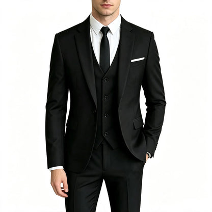Elegant Men's 3 Pieces Suit Slim Fit 1 Button Tuxedo Blazer Vest Pants Formal Set For Business Casual Wedding Groom
