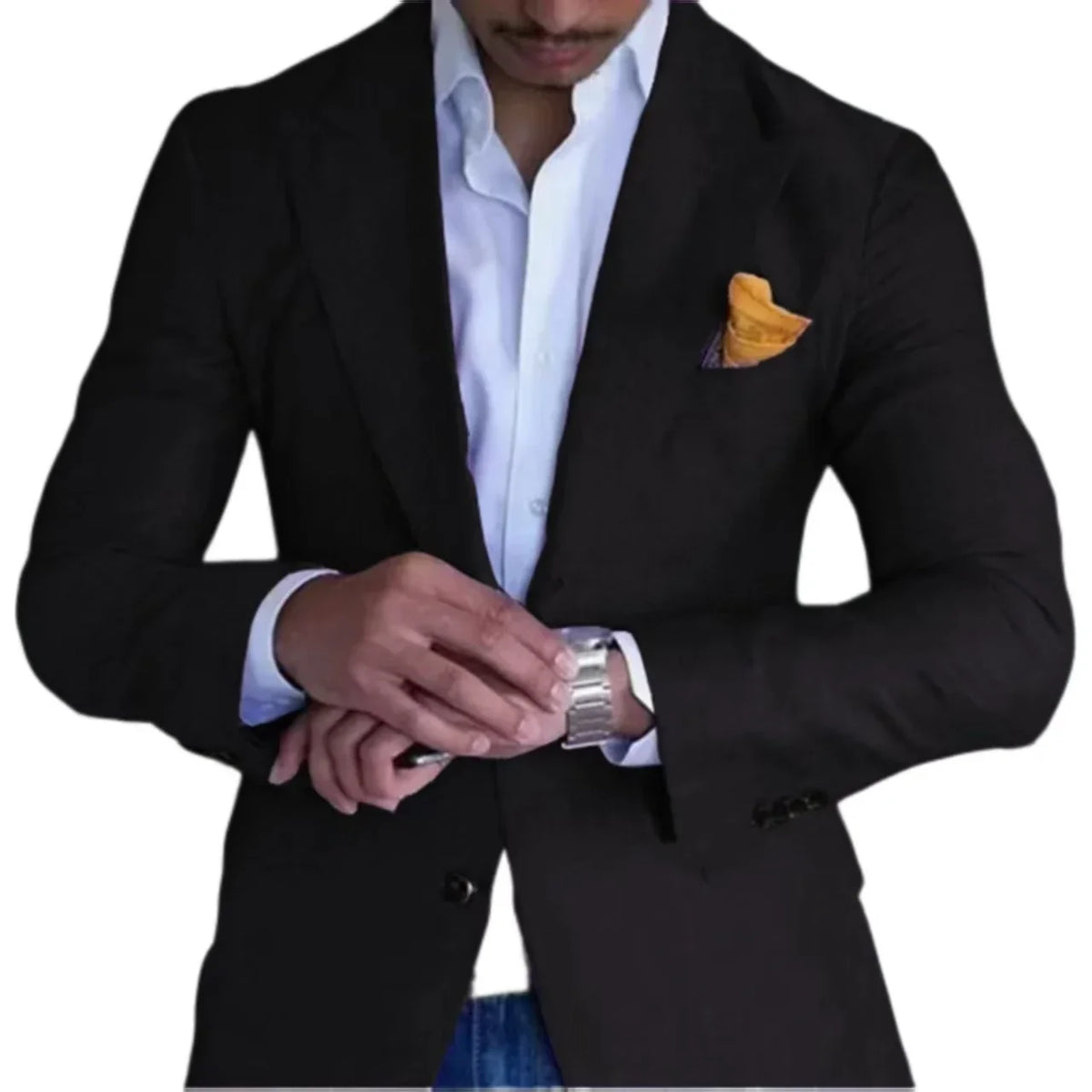 Men's Slim Fit Linen Suit Jacket – Single Button Peak Lapel for Wedding & Beach Events