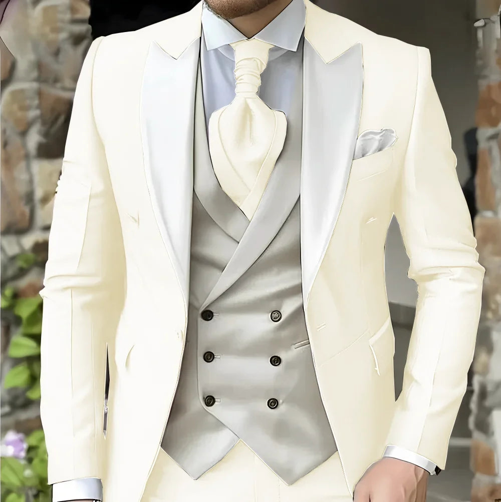Costume de mariage pour homme à revers pointu de haute qualité coupe slim Vestes Col pointu croisé Carnavals hommes Le dernier